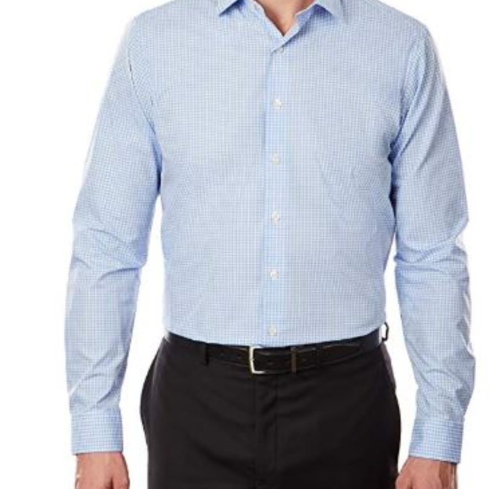 Kenneth Cole Men's Slim Fit Check Spread Collar